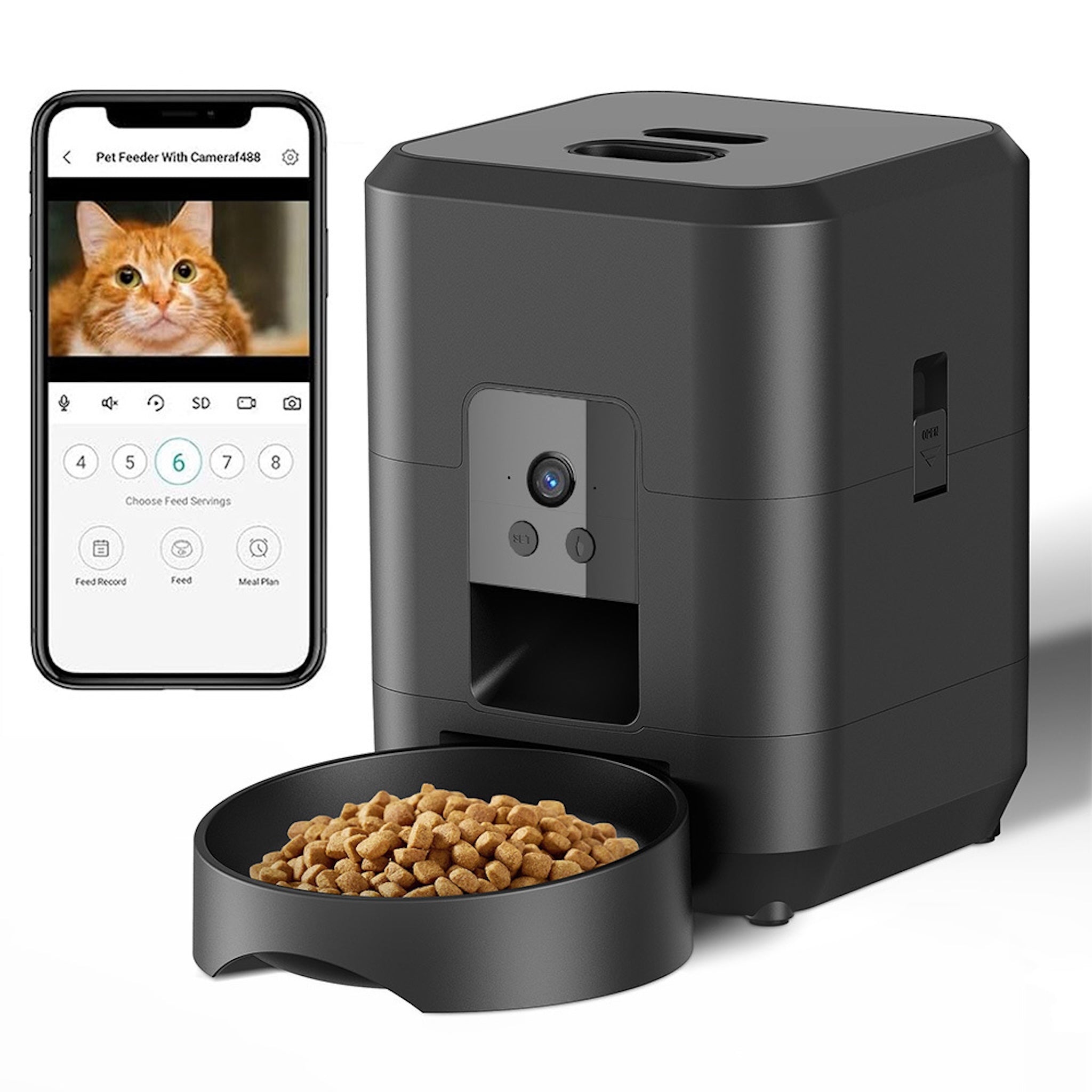 Smart Pet Feeder with HD Camera - 2L - WiFi &amp; App Control