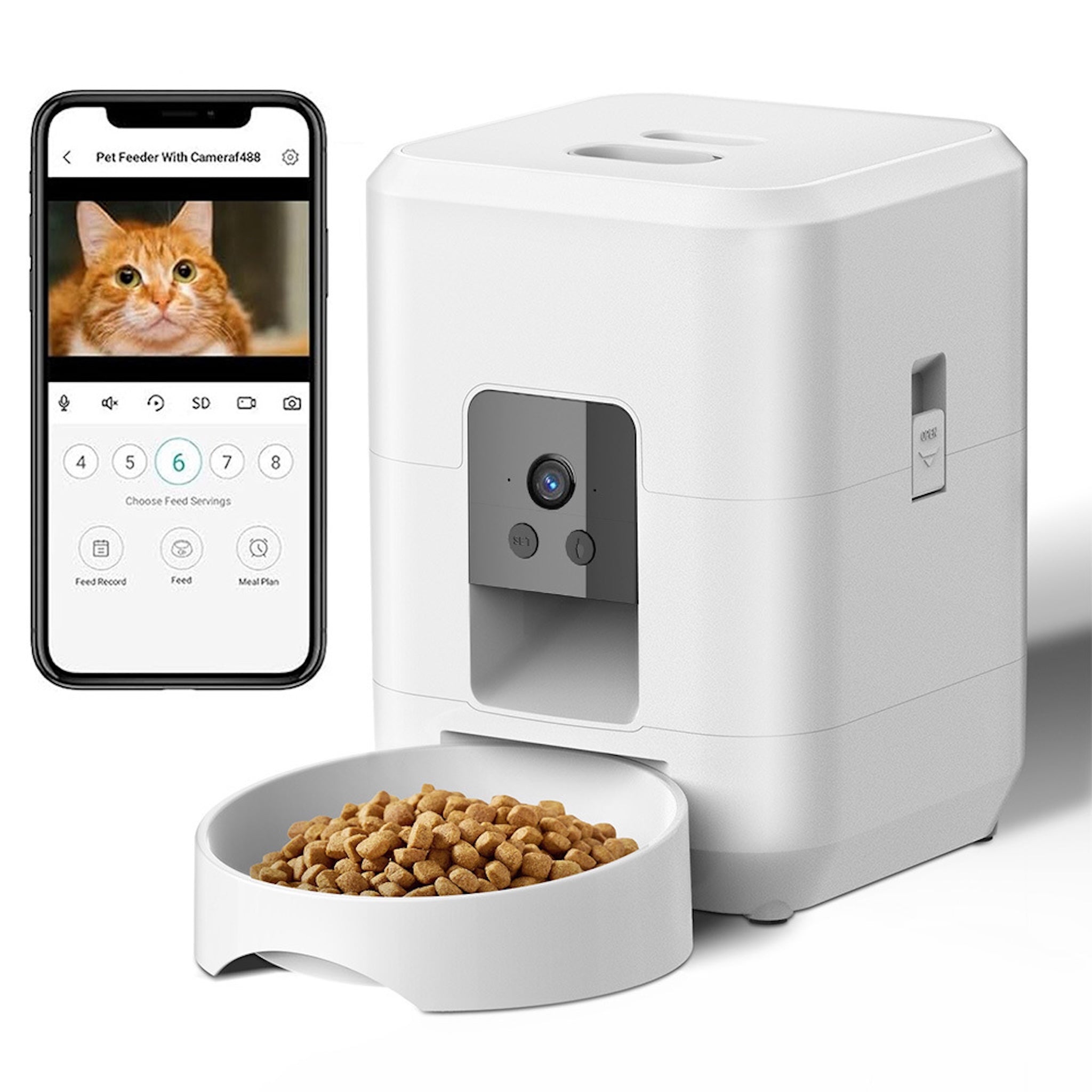 Smart Pet Feeder with HD Camera - 2L - WiFi &amp; App Control