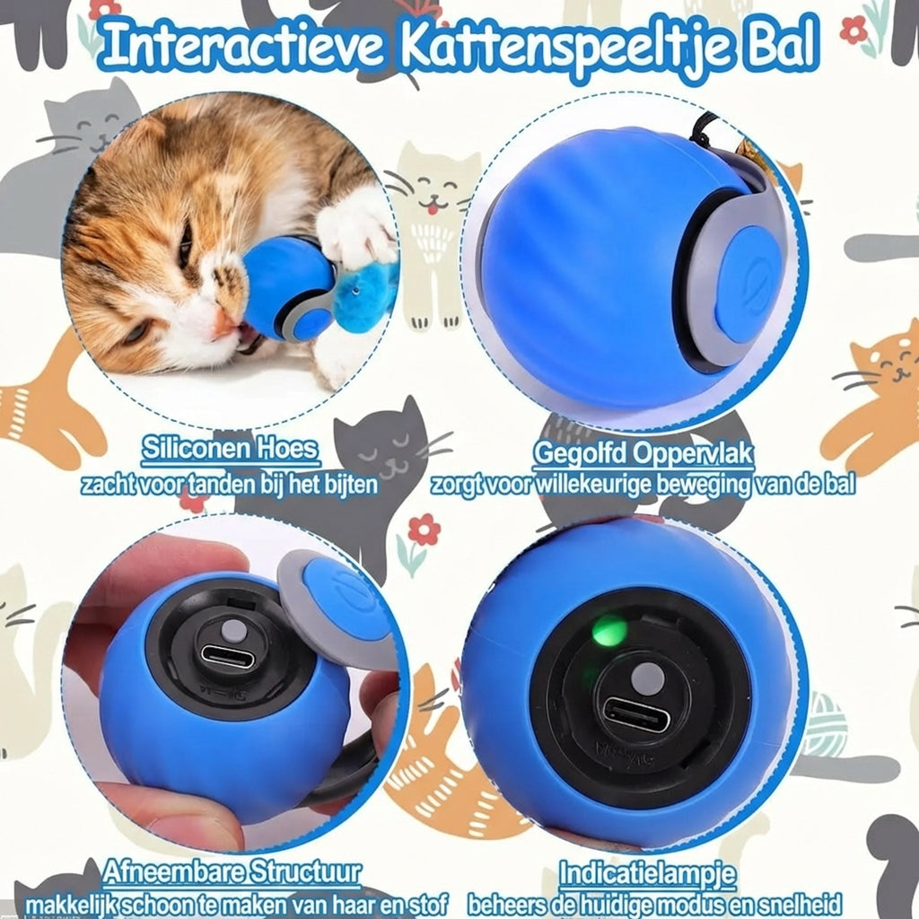 Smart Interactive Cat Ball - Automatic Rolling Toy with Feathers