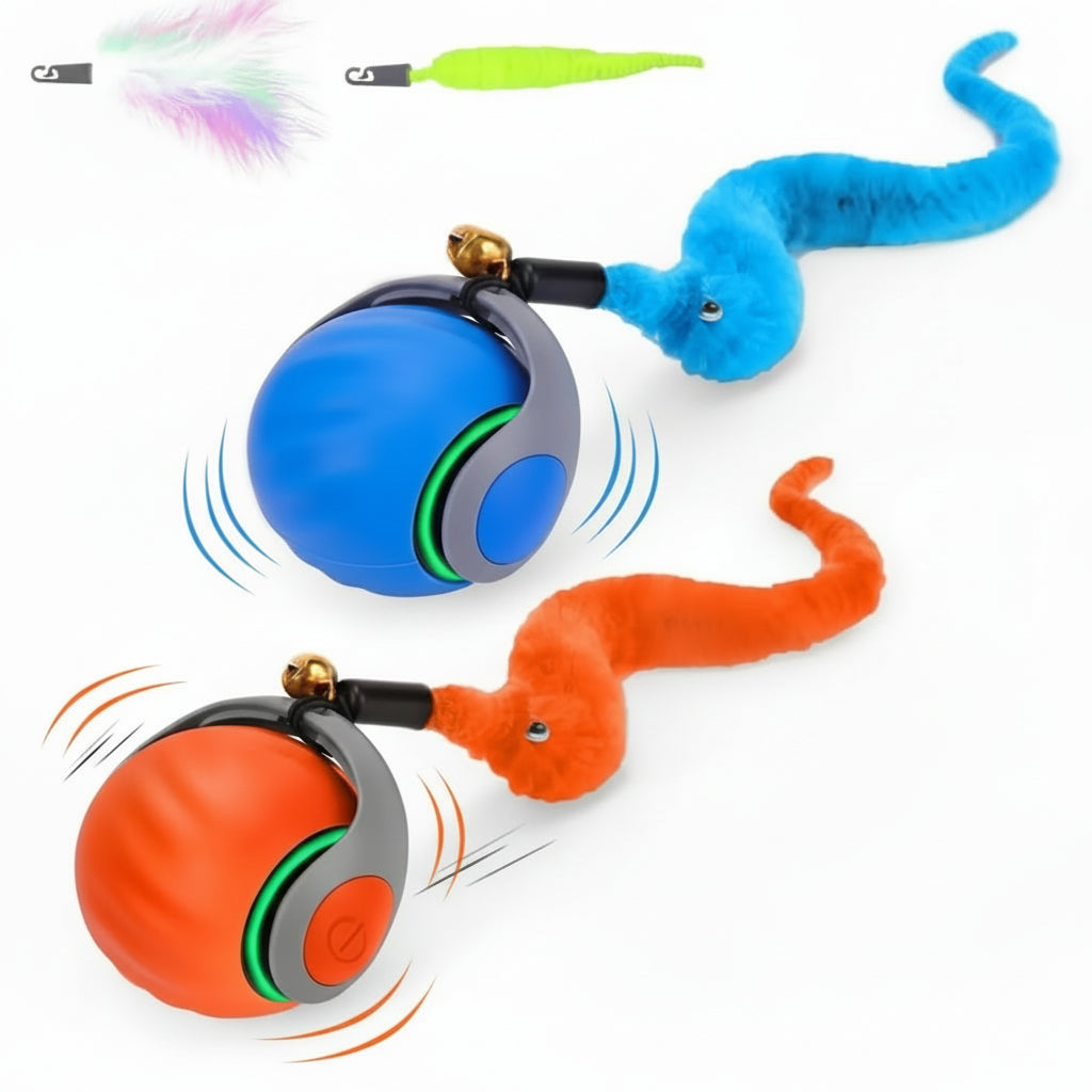 Smart Interactive Cat Ball - Automatic Rolling Toy with Feathers